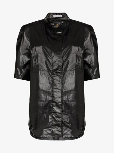 Shop Rejina Pyo Oversized Faux Leather Shirt In Black
