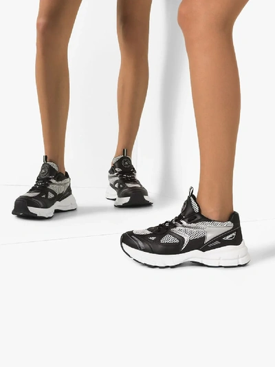 Shop Axel Arigato Black And White Marathon Low Top Sneakers