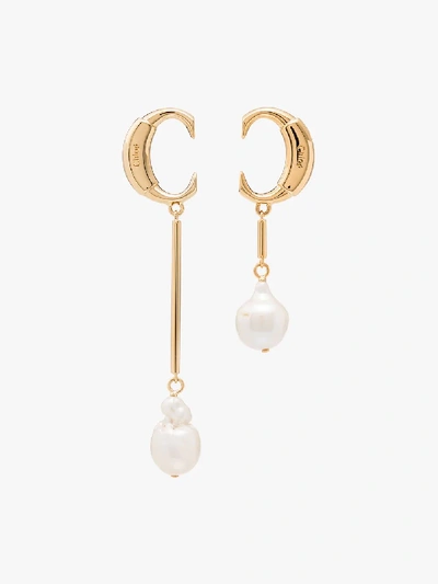 Shop Chloé Gold Tone Darcey Baroque Pearl Drop Earrings