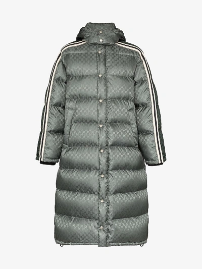 Shop Gucci Gg Printed Padded Coat In Grey