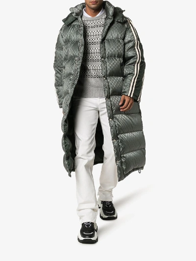 Shop Gucci Gg Printed Padded Coat In Grey