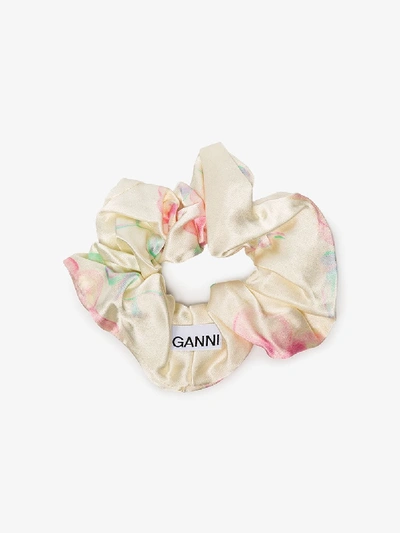 Shop Ganni Multicoloured Tie-dye Scrunchie In Neutrals