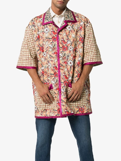 Shop Gucci Oversized Printed Quilted Bowling Shirt In 6631 Multi