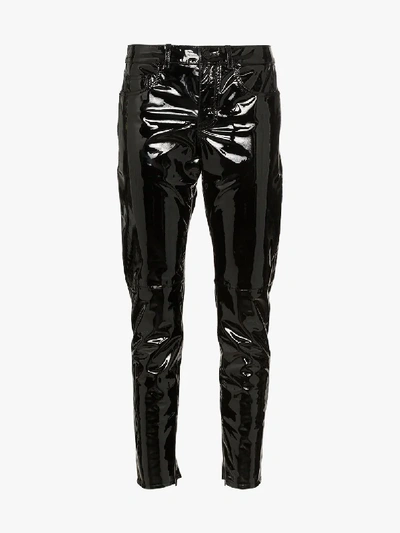 Shop Saint Laurent Skinny Leather Vinyl Trousers In Black