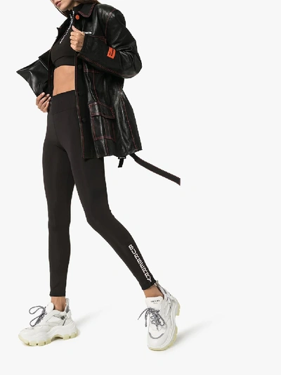 Shop Burberry Torne Logo Leggings In Black