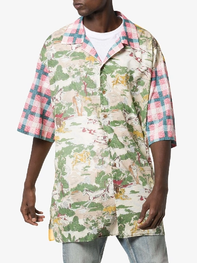 Shop Gucci Oversized Print Bowling Shirt In Green