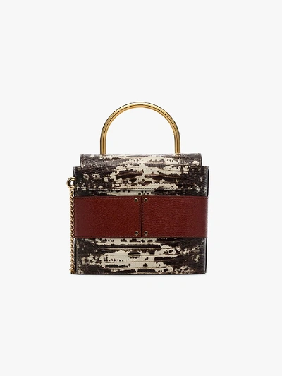 Shop Chloé Brown Aby Lock Small Lizard-effect Leather Tote Bag