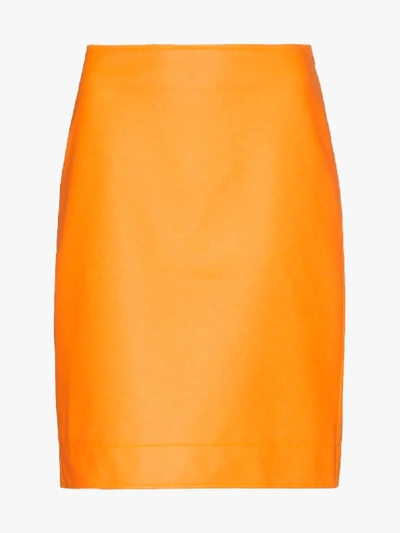 Shop Ashley Williams High Waist Vinyl Mini Skirt In Orange