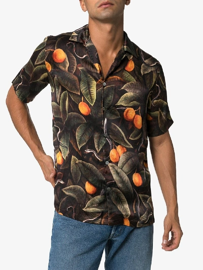 Shop Endless Joy Snaker Short Sleeve Silk Shirt In Multicolour