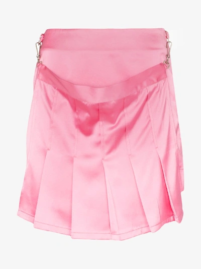 Shop Ashley Williams Layered Pleated Satin Mini Skirt In Pink