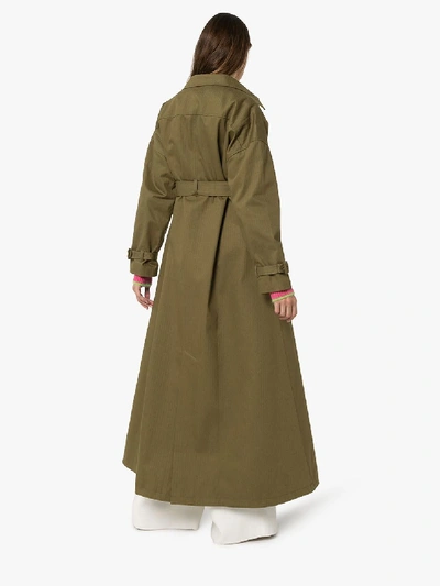 Shop Jacquemus Belted Cotton Trench Coat In Green