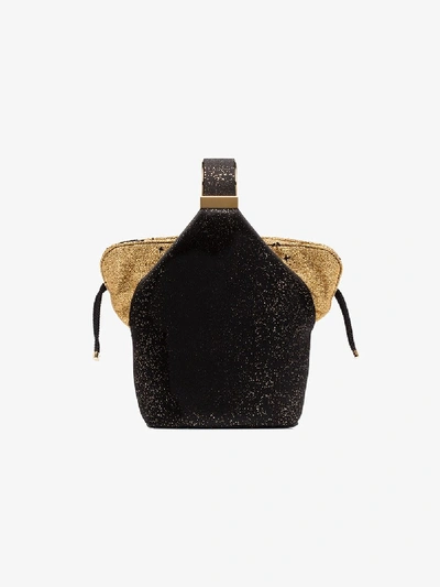 Shop Bienen-davis Bienen Davis Black Kit Satin Glitter Bucket Bag