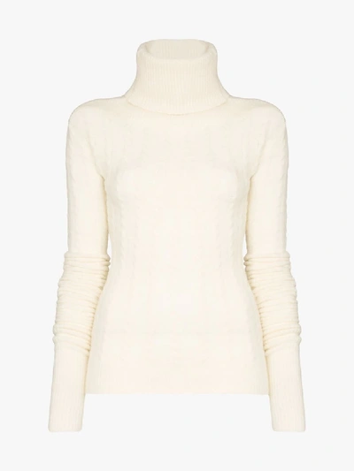 Shop Jacquemus White Long Sleeve Knitted Sweater