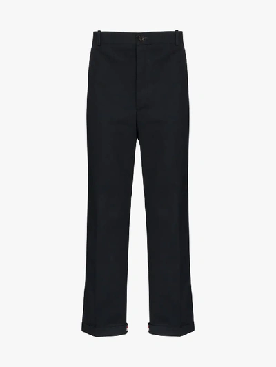 Shop Thom Browne Straight Leg Trousers In Blue