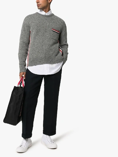 Shop Thom Browne Straight Leg Trousers In Blue