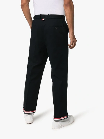 Shop Thom Browne Straight Leg Trousers In Blue