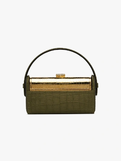 Shop Bienen-davis Bienen Davis  Green Regine Mock Croc Minaudière Clutch