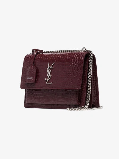 Shop Saint Laurent Sunset Chain Shoulder Bag In Red