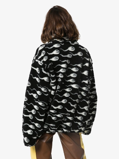 Shop Ashley Williams Sperm Print Fleece Sweatshirt In Black