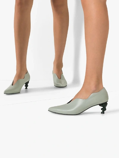 Shop Yuul Yie Grey Haze Wave 60 Leather Pumps