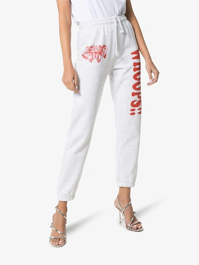 Shop Ashley Williams High-waisted Whoops Cotton Sweatpants In Grey