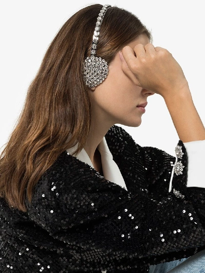 Shop Alessandra Rich Silver Tone Crystal Earmuff Headband
