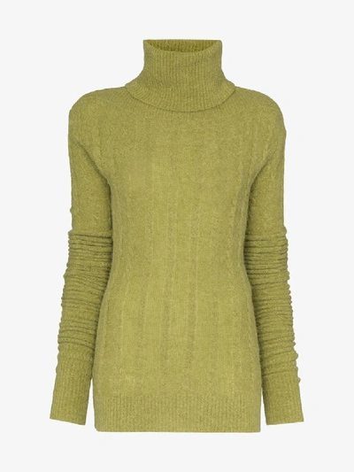 Shop Jacquemus Green Long Sleeve Knitted Sweater