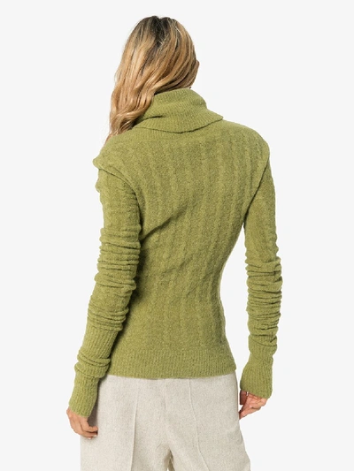 Shop Jacquemus Green Long Sleeve Knitted Sweater