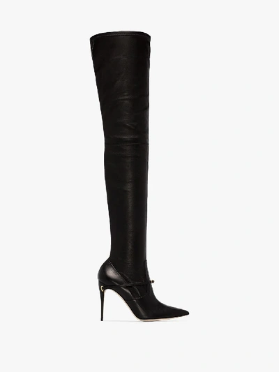 Shop Jennifer Chamandi Black Ivan 105 Over-the-knee Boots