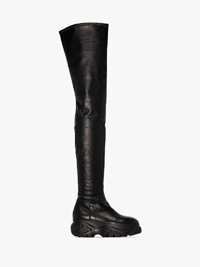 Shop 032c X Buffalo Black Thigh-high Leather Boots