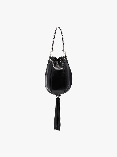 Shop Miu Miu Black Crystal Embellished Bucket Bag