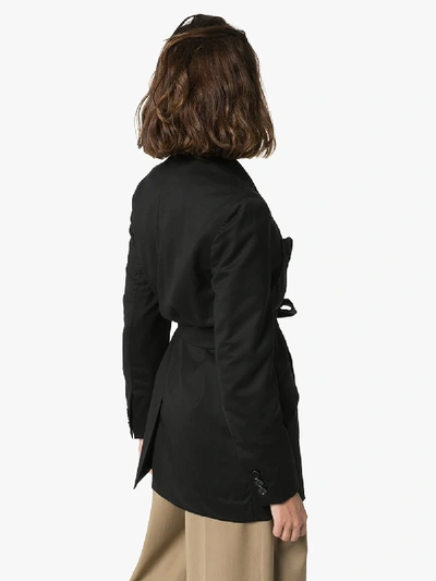 Shop Simone Rocha Frill Bra Detail Belted Blazer In Black