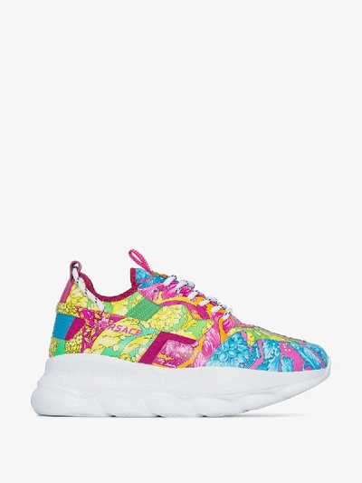 Versace Chain Reaction Floral Print Sneakers In White, ModeSens