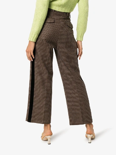 Shop Racil Robert Houndstooth Wool Trousers In Brown