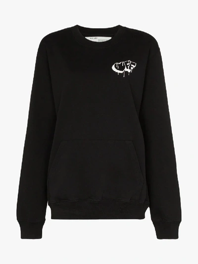 Shop Off-white Graffiti Logo Cotton Sweatshirt In Black