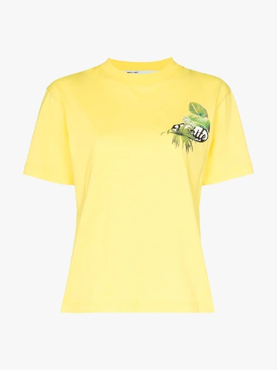 Shop Off-white Plum Logo Cotton T-shirt In Yellow