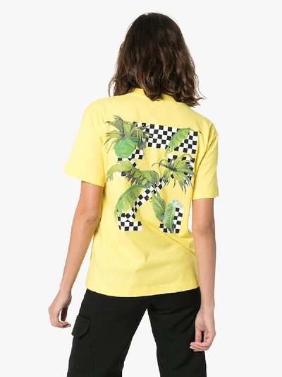 Shop Off-white Plum Logo Cotton T-shirt In Yellow