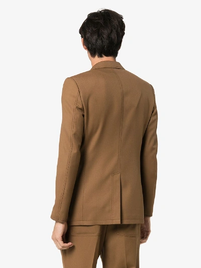 Shop Burberry Zip Detail Tailored Blazer In Brown