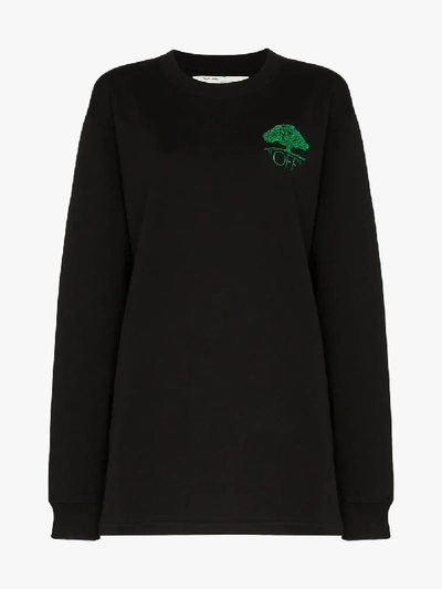 Shop Off-white Tree Logo Embroidered Sweatshirt Dress In Black