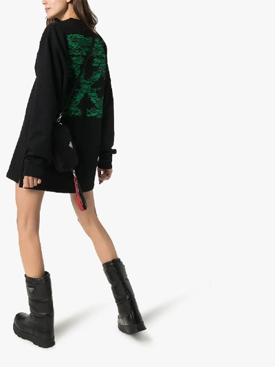 Shop Off-white Tree Logo Embroidered Sweatshirt Dress In Black