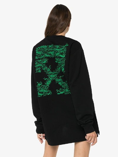 Shop Off-white Tree Logo Embroidered Sweatshirt Dress In Black