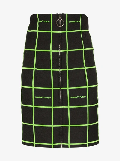 Shop Off-white High Waist Neon Check Mini Skirt In Black