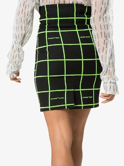 Shop Off-white High Waist Neon Check Mini Skirt In Black