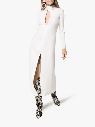 Shop Attico Keyhole Sequin Midi Dress In White