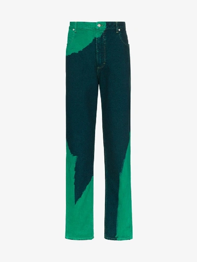 Shop Eckhaus Latta Dyed Straight Leg Jeans In Blue