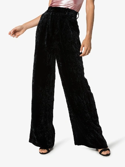 Shop Racil Peter High Waist Velvet Trousers In Black