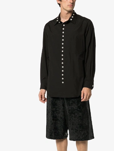 Shop Yohji Yamamoto Buttoned Oversized Shirt In Black