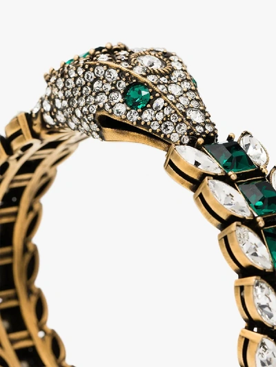 Shop Gucci Green Snake Crystal Bracelet