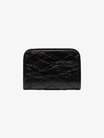 Shop Saint Laurent Black Niki Crinkled Leather Card Holder