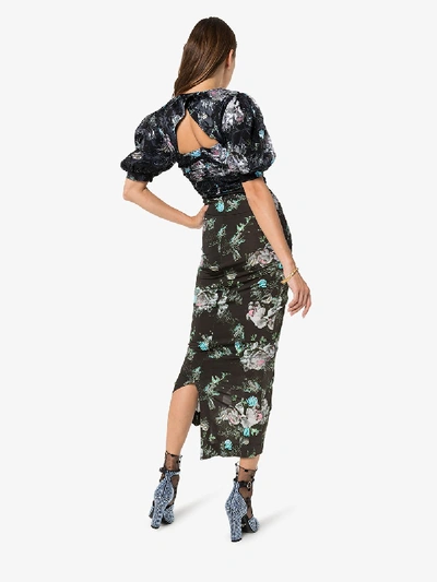 Shop Preen By Thornton Bregazzi Gizzy Floral Print Midi Dress In Black